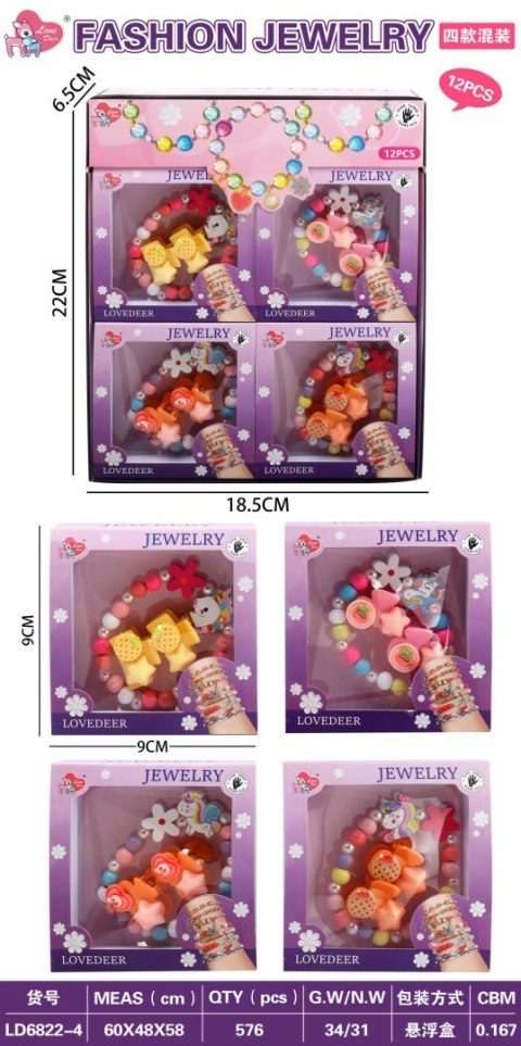 Zestaw Biżuterii Jednorożec Różowy Kwiatek