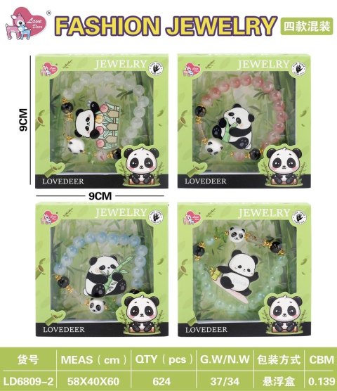 Zestaw Biżuterii Panda Biała Bransoletka