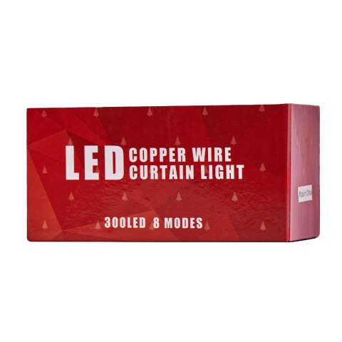 LAMPKI LED KURTYNA GIRLANDA DRUCIKI 3X3M 300LED MULTIKOLOR PILOT USB