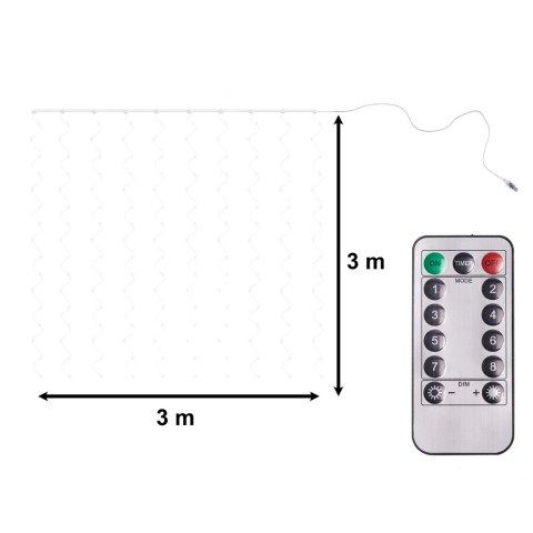 LAMPKI LED KURTYNA GIRLANDA DRUCIKI 3X3M 300LED MULTIKOLOR PILOT USB