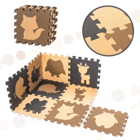 MATA EDUKACYJNA PIANKOWA PUZZLE BEŻ 85 X 85 CM 9 ELEMENTÓW