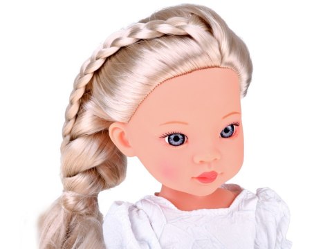 Lovely Girl Urocza Lalka w białej sukience z niebieską kokardką 33cm ZA5850