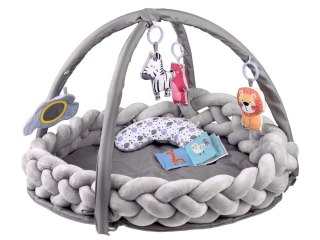 Mata edukacyjna z pałąkiem i zabawkami + warkocz pleciony OTULACZ ZA5875