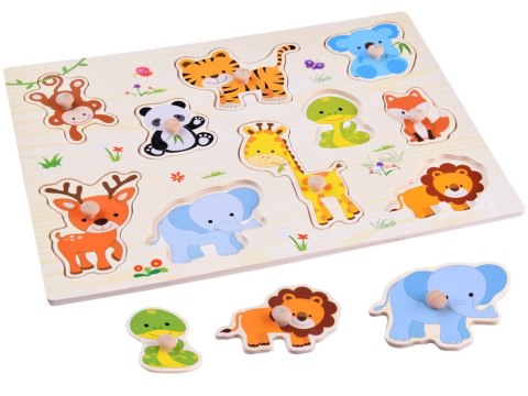 Puzzle drewniane ZWIERZAKI układanka 10 ele dopasuj kształty ZA4721