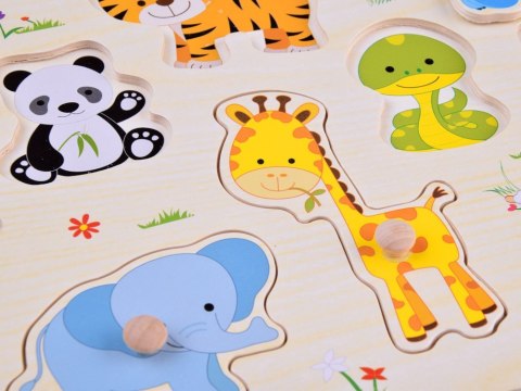 Puzzle drewniane ZWIERZAKI układanka 10 ele dopasuj kształty ZA4721