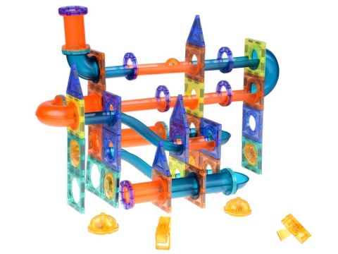 ŚWIECĄCE Klocki magnetyczne 3D - Zbuduj tor kulkowy KULODROM 116-ele ZA5894