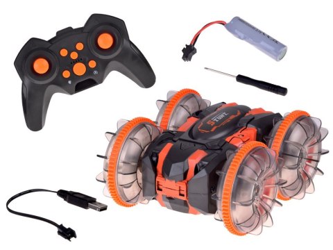 Samochód AMFIBIA 2w1 Stunt r/c zdalnie sterowany Jeździ Pływa Świeci RC0735