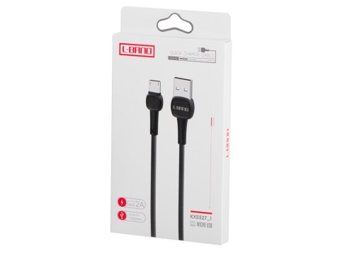 L-BRNO KABEL USB - MICRO USB ŁADOWARKA SZYBKIE ŁADOWANIE QUICK CHARGE CZARNY 2A 100 CM L-BRNO KABEL USB - MICRO USB ŁADOWARKA SZYBKIE ŁADOWANIE QUICK CHARGE CZARNY 2A 100 CM
