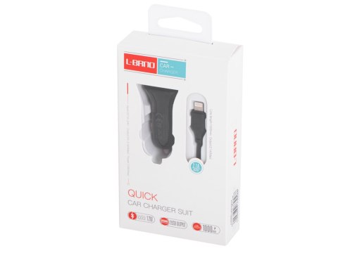 ŁADOWARKA SAMOCHODOWA SZYBKA 2.1A 2X USB + KABEL LIGHTNING L-BRNO
