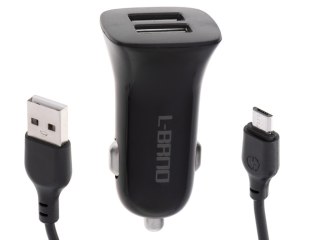 ŁADOWARKA SAMOCHODOWA SZYBKA 2X USB + KABEL MICRO USB L-BRNO
