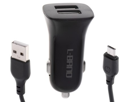 ŁADOWARKA SAMOCHODOWA SZYBKA 2X USB + KABEL MICRO USB L-BRNO