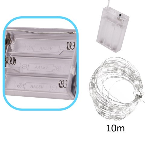 LAMPKI LED DRUCIKI DEKORACYJNE 10M 100LED ZIMNY BIAŁY LAMPKI LED DRUCIKI DEKORACYJNE 10M 100LED ZIMNY BIAŁY
