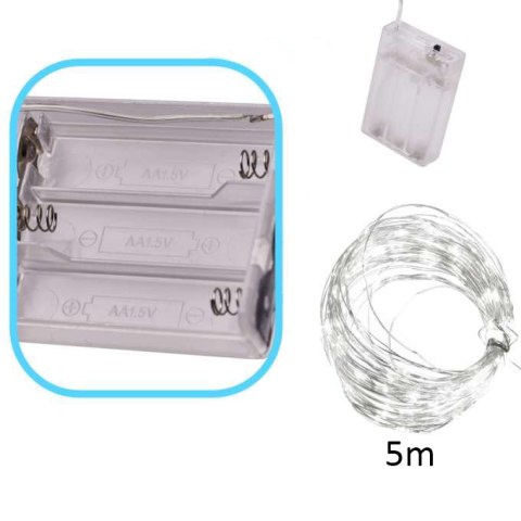 LAMPKI LED DRUCIKI DEKORACYJNE 5M 50LED CIEPŁY BIAŁY