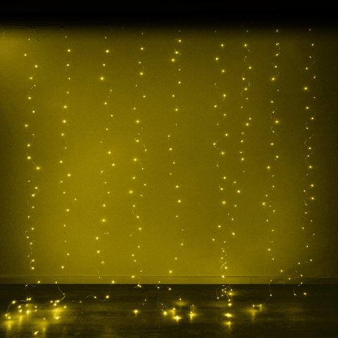 LAMPKI LED KURTYNA GIRLANDA DRUCIKI 3X3M 300LED CIEPŁY BIAŁY PILOT USB