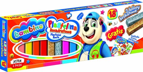 PLASTELINA KWADRATOWA BAMBINO 18 KOLORÓW PLASTELINA KWADRATOWA BAMBINO 18 KOLORÓW